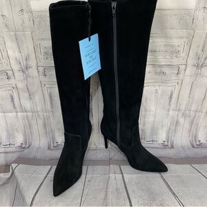 ANTONIO MELANI Black Suede Knee-High Stiletto Boots